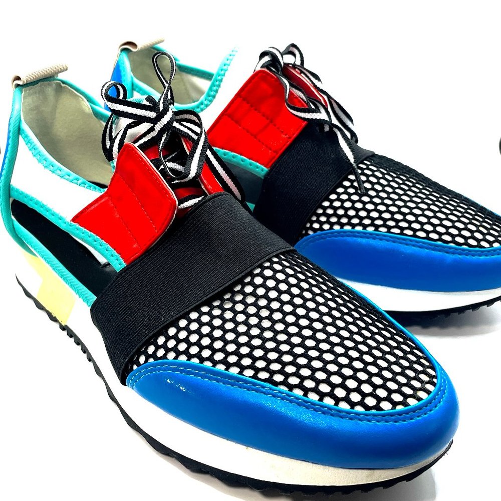 Steve Madden Women Artic/Arct 01S1 Sneakers Size 8.5M Blue-Red-Black